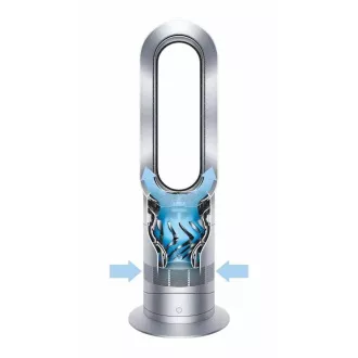 Dyson Hot+Cool AM09 ventilátor, podlahový, 2000 W, displej, bezvrtulový, dálkové ovládání, bílá a šedá
