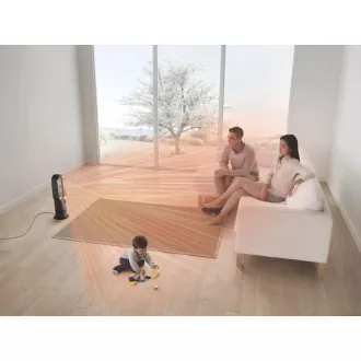 Dyson Hot+Cool AM09 ventilátor, podlahový, 2000 W, displej, bezvrtulový, dálkové ovládání, bílá a šedá