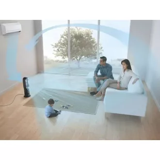 Dyson Hot+Cool AM09 ventilátor, podlahový, 2000 W, displej, bezvrtulový, dálkové ovládání, bílá a šedá
