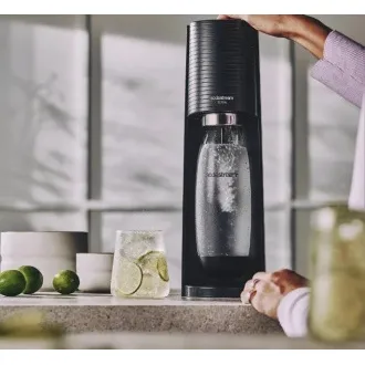 SodaStream Terra Black výrobník sody, mechanický, 2x 1l láhev SodaStream Fuse, bombička s CO2, černý - Rozbalené SodaStream Terra Black výrobník sody, mechanický, 2x 1l láhev SodaStream Fuse, bombička s CO2, černý - Rozbalené