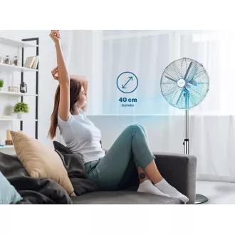 Orava SF-200 X stojanový kovový ventilátor, 3 stupně rychlosti, automatické otáčení, stříbrná