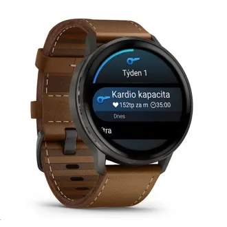Garmin Venu 4 (45 mm) Slate / Černý silikonový řemínek a Hnědý kožený řemínek, EU