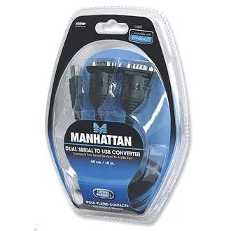 MANHATTAN převodník z USB na 2x sériový port (USB AM/DB9M(2), RS232)