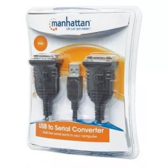 MANHATTAN převodník z USB na 2x sériový port (USB AM/DB9M(2), RS232)