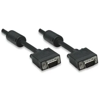 MANHATTAN kabel SVGA k monitoru s feritovými jádry, HD15 Male / HD15 Male, 1.8m, Black