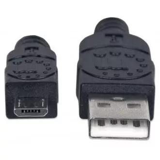 MANHATTAN Kabel propojovací USB 2.0 A Male / Micro-B Male, 1.8m, černý