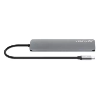 MANHATTAN Dokovací stanice USB-C 7v1, 1xHDMI, 2xUSB-C, 2xUSB, čtečka SD karet, šedá MANHATTAN Dokovací stanice USB-C 7v1, 1xHDMI, 2xUSB-C, 2xUSB, čtečka SD karet, šedá