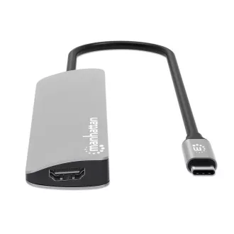 MANHATTAN Dokovací stanice USB-C 7v1, 1xHDMI, 2xUSB-C, 2xUSB, čtečka SD karet, šedá MANHATTAN Dokovací stanice USB-C 7v1, 1xHDMI, 2xUSB-C, 2xUSB, čtečka SD karet, šedá