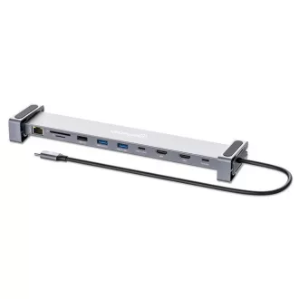 MANHATTAN Dokovací stanice USB-C 10v1, 2xHDMI, 2xUSB-C, 3xUSB, 1xRJ45, čtečka SD karet, šedá MANHATTAN Dokovací stanice USB-C 10v1, 2xHDMI, 2xUSB-C, 3xUSB, 1xRJ45, čtečka SD karet, šedá