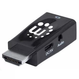 Manhattan adaptér HDMI na VGA, Micro Converter, HDMI Male na VGA Female, audio, černá Manhattan adaptér HDMI na VGA, Micro Converter, HDMI Male na VGA Female, audio, černá