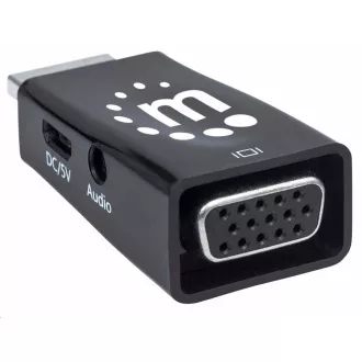 Manhattan adaptér HDMI na VGA, Micro Converter, HDMI Male na VGA Female, audio, černá Manhattan adaptér HDMI na VGA, Micro Converter, HDMI Male na VGA Female, audio, černá