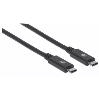 Manhattan USB-C kabel, USB 3.1 Gen 2, USB-C Male na USB-C Male, 10 Gbps, 5 A, 1m, černá