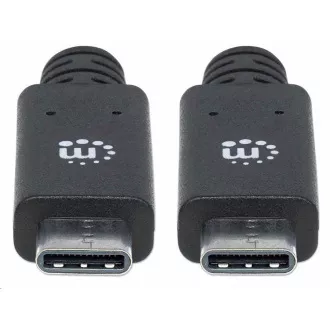 Manhattan USB-C kabel, USB 3.1 Gen 2, USB-C Male na USB-C Male, 10 Gbps, 5 A, 1m, černá