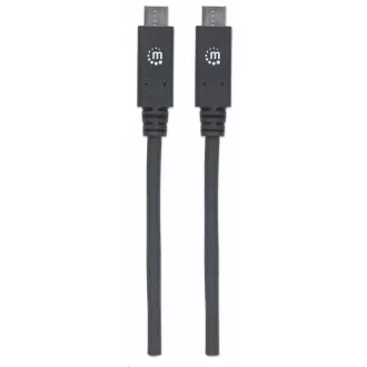 Manhattan USB-C kabel, USB 3.1 Gen 2, USB-C Male na USB-C Male, 10 Gbps, 5 A, 1m, černá