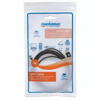Manhattan USB-C kabel, USB 3.1 Gen 2, USB-C Male na USB-C Male, 10 Gbps, 5 A, 1m, černá