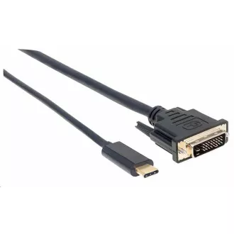 Manhattan kabel USB-C na DVI, 2m, černá