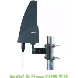 EVOLVEO Shark, aktivní venkovní anténa DAB+/DVB-T2, filtr LTE, 4G, 5G