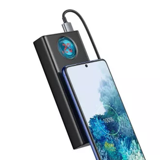Baseus Amblight powerbanka s digitálním displejem QC 30000mAh Overseas Edition + kabel Type-C/Type-C 100W 1m, černá