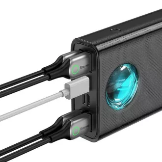 Baseus Amblight powerbanka s digitálním displejem QC 30000mAh Overseas Edition + kabel Type-C/Type-C 100W 1m, černá
