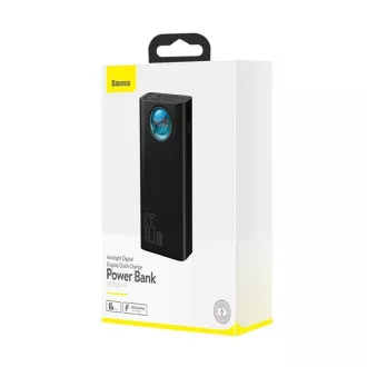 Baseus Amblight powerbanka s digitálním displejem QC 30000mAh Overseas Edition + kabel Type-C/Type-C 100W 1m, černá