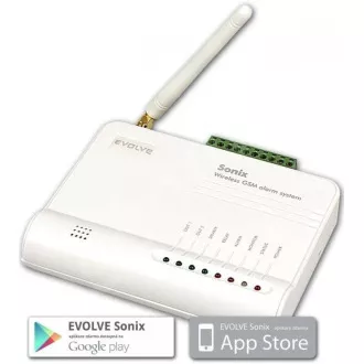 EVOLVEO Sonix - bezdrátový GSM alarm (4 ks dálk. ovl., PIR čidlo pohybu, čidlo na dveře/okno, externí repro, Android/iPhone