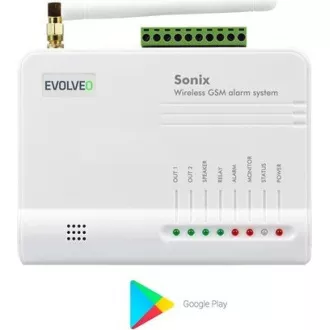 EVOLVEO Sonix - bezdrátový GSM alarm (4 ks dálk. ovl., PIR čidlo pohybu, čidlo na dveře/okno, externí repro, Android/iPhone