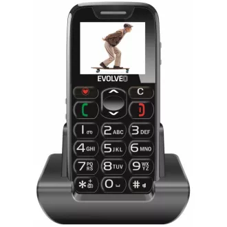 EVOLVEO EasyPhone, mobilní telefon pro seniory s nabíjecím stojánkem (černá barva)