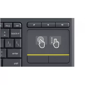 Logitech Wireless Keyboard Touch Unifying K400 Plus, CZ