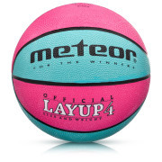 Basketbalový míč METEOR LAYUP vel.4, růžovo-modrý