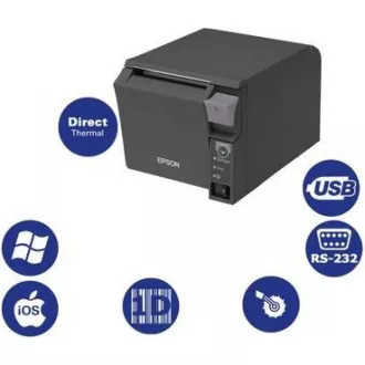 EPSON TM-T70II pokladní tiskárna, USB + serial, černá, řezačka, se zdrojem