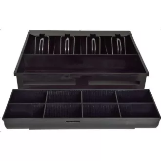Virtuos pokladní zásuvka S-410C - s kabelem, pořadač 4/8, 9-24V, černá