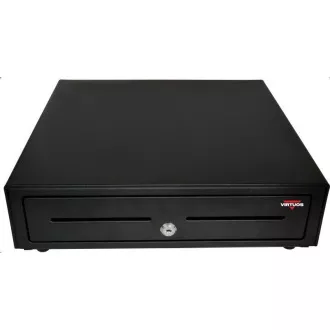 Virtuos pokladní zásuvka S-410C - s kabelem, pořadač 4/8, 9-24V, černá