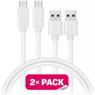 CONNECT IT Wirez USB-C (Type C) -> USB-A, USB 3.1 Gen 1, bílý, 1 m (2 ks v balení)