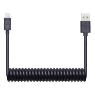 CONNECT IT Wirez Apple Lightning - USB spirálový flexibilní kabel, 1, 2 m, černý