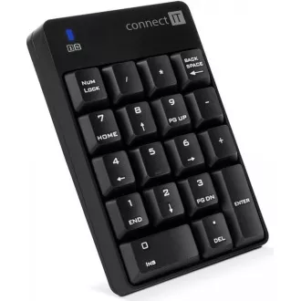 CONNECT IT NumCALC bezdrátová numerická klávesnice, (+ 1x AAA baterie zdarma), ČERNÁ