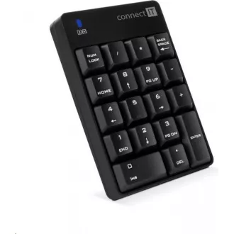 CONNECT IT NumCALC bezdrátová numerická klávesnice, (+ 1x AAA baterie zdarma), ČERNÁ