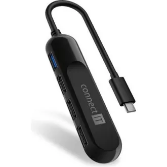 CONNECT IT USB-C hub USB 3.0, externí, černý