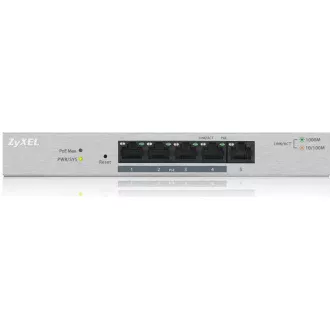 Zyxel GS1200-5HPv2 5-port Desktop Gigabit Web Smart PoE switch, 4x PoE+ GbE, PoE 60W, fanless