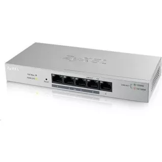 Zyxel GS1200-5HPv2 5-port Desktop Gigabit Web Smart PoE switch, 4x PoE+ GbE, PoE 60W, fanless