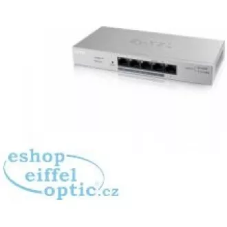Zyxel GS1200-5HPv2 5-port Desktop Gigabit Web Smart PoE switch, 4x PoE+ GbE, PoE 60W, fanless
