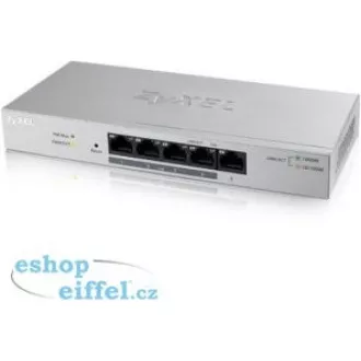 Zyxel GS1200-5HPv2 5-port Desktop Gigabit Web Smart PoE switch, 4x PoE+ GbE, PoE 60W, fanless