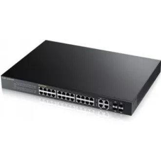 Zyxel GS1920-24HPv2 28-port Gigabit WebManaged PoE Switch, 24x gigabit RJ45, 4x gigabit RJ45/SFP, 802.3at, 375W pro PoE