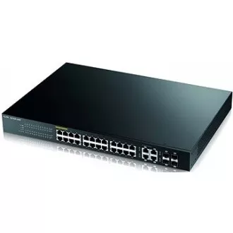 Zyxel GS1920-24HPv2 28-port Gigabit WebManaged PoE Switch, 24x gigabit RJ45, 4x gigabit RJ45/SFP, 802.3at, 375W pro PoE
