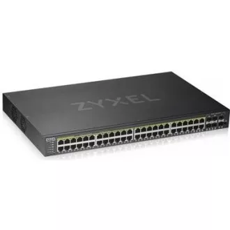 Zyxel GS1920-48HPV2 52-port Gigabit WebManaged PoE Switch, 48x gigabit RJ45, 4x gigabit RJ45/SFP, 2x SFP, 375W pro PoE