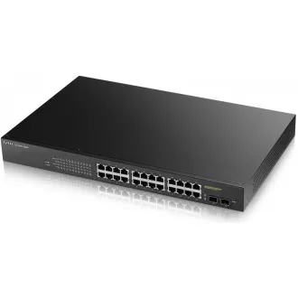 Zyxel GS1900-24HP v2 26-port Gigabit Web Smart PoE Switch, 24x gigabit RJ45, 2x SFP, PoE budget 170W