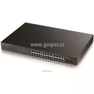 Zyxel GS1900-24HP v2 26-port Gigabit Web Smart PoE Switch, 24x gigabit RJ45, 2x SFP, PoE budget 170W