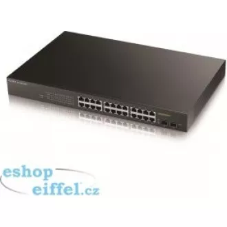 Zyxel GS1900-24HP v2 26-port Gigabit Web Smart PoE Switch, 24x gigabit RJ45, 2x SFP, PoE budget 170W