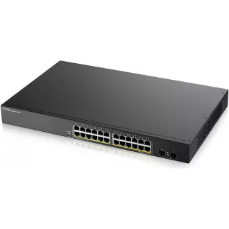 Zyxel GS1900-24HP v2 26-port Gigabit Web Smart PoE Switch, 24x gigabit RJ45, 2x SFP, PoE budget 170W