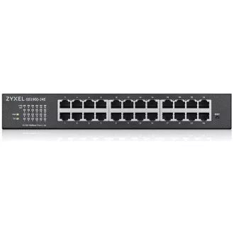 Zyxel GS1900-24E 24-port Desktop Gigabit Web Smart switch: 24x Gigabit metal, IPv6, 802.3az (Green), fanless, rack kit