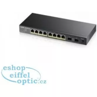 Zyxel GS1100-10HP v2 10-port Desktop Gigabit PoE Switch, 8x gigabit PoE RJ45, 2x SFP, 120W PoE budget